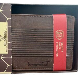 Men's Bi-Fold Genuine Cowhide Leather Wallet with RFID